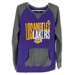 ADIDAS WOMEN’S LOS ANGELES LAKERS PULLOVER LONG SLEEVE SWEATSHIRT LARGE
